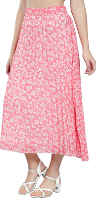 NUEVOSDAMAS Printed Women Flared Pink Skirt
