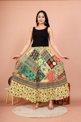 Homezilla Printed Women Flared Multicolor Skirt