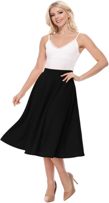 BHUTAIYA Solid Women A-line Black Skirt