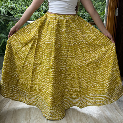 JAIPUR RAJWADA Printed Women Flared Yellow Skirt