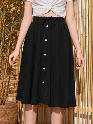 KHODIYAR ENTERPRISE Self Design Women Regular Black Skirt