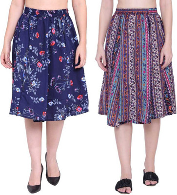 Mannat Diva Printed Women A-line Multicolor Skirt