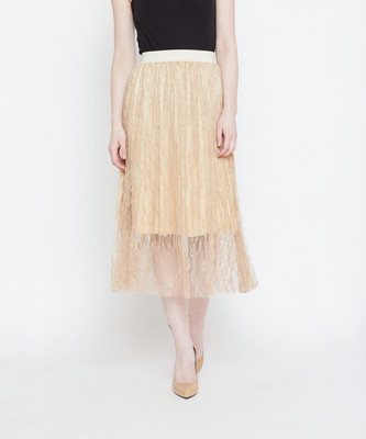 Camey Solid Women Regular Beige Skirt