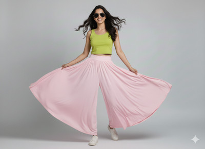 AzadFashion Flared Women Pink Trousers