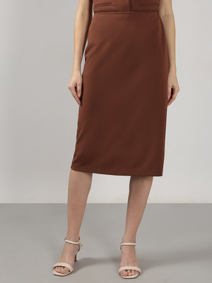 VERO MODA Solid Women Straight Brown Skirt