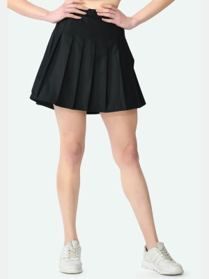 KLART Solid Women Pleated Black Skirt