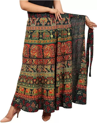 Radika Creation Printed Women Wrap Around Red Skirt