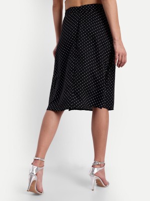 EssQue Polka Print Women A-line Black, White Skirt