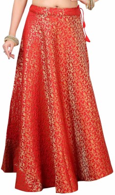 MAA BALAD CREATION Solid Women Flared Red Skirt