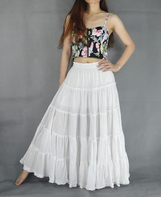 HR FASHION Solid Women Flared White Skirt