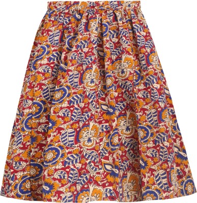 mzana Printed Girls Flared Multicolor Skirt