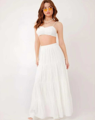 Shri Radhe garments Solid Women A-line White Skirt