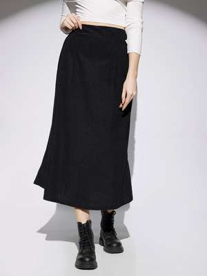 Globus Self Design Women A-line Black Skirt