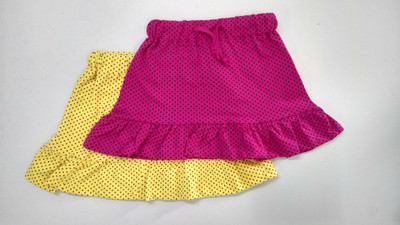 Little Funky Polka Print Girls Layered Multicolor Skirt