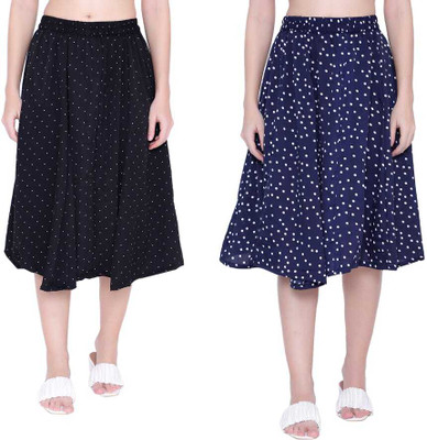 Mannat Diva Polka Print Women Flared Multicolor Skirt