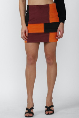 FOREVER 21 Colorblock Women Pencil Multicolor Skirt