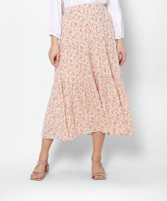 American Eagle Outfitters Floral Print Women A-line Pink Skirt