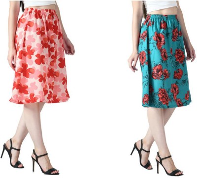 KAVYA Floral Print Women A-line Pink, Green Skirt