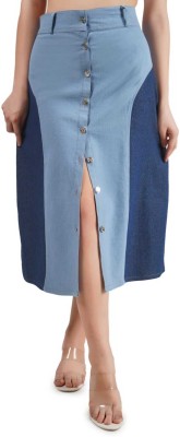 AMORE CREATIONS Solid Women Regular Light Blue Skirt