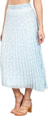 NUEVOSDAMAS Printed Women Flared Light Blue Skirt