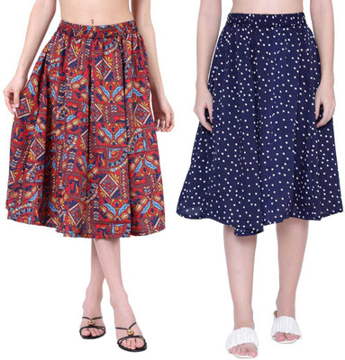 Mannat Diva Printed Women A-line Multicolor Skirt