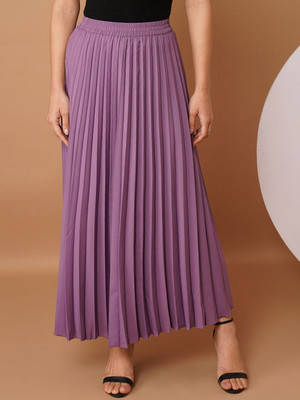 CHEMISTRY Solid Women Flared Purple Skirt
