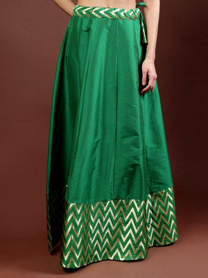 Frolic Rolic Chevron/Zig Zag Women Flared Green Skirt