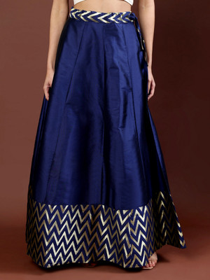 Frolic Rolic Chevron/Zig Zag Women Flared Light Blue Skirt