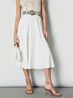 MAX Solid Women A-line White Skirt