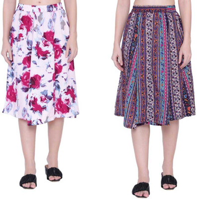 Mannat Diva Printed Women A-line Multicolor Skirt