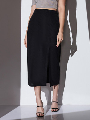 Globus Striped Women Pencil Black Skirt