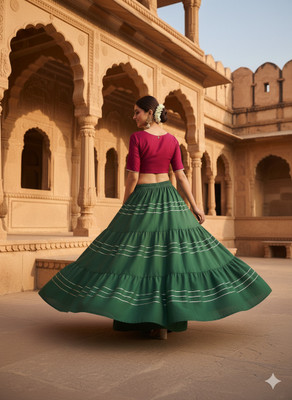 SUHANI CREATION Solid Women Flared Green Skirt