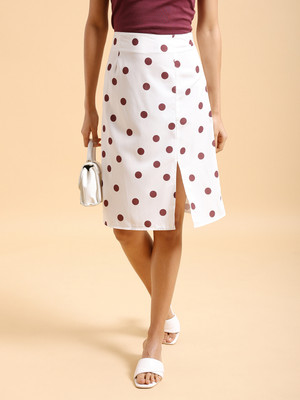 Tokyo Talkies Printed Women Regular White Skirt