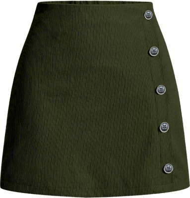 Rajovati Solid Women A-line Dark Green Skirt