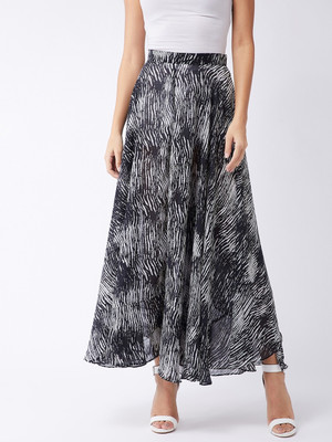 ZIMA LETO Printed Women Wrap Around Black, White Skirt