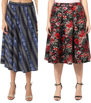 Mannat Diva Printed Women A-line Multicolor Skirt
