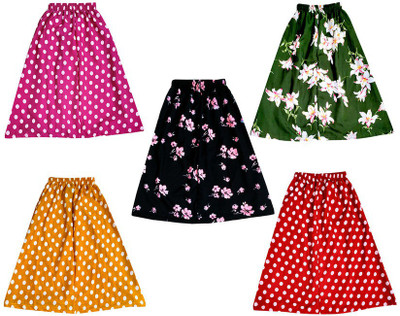 MTI FASHIONS Floral Print Girls Flared Pink, Maroon, Black Skirt