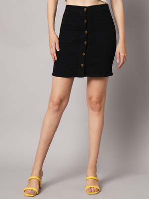 GUTI Solid Women Skorts Black Skirt