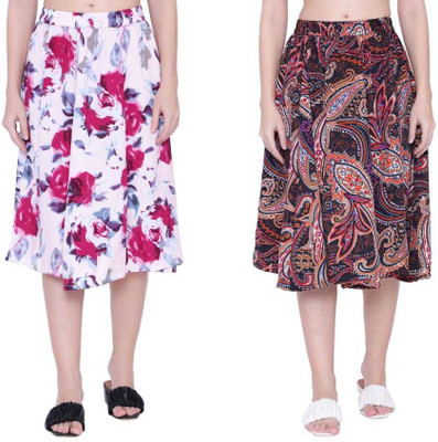 Mannat Diva Printed Women A-line Multicolor Skirt