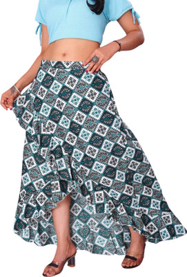 JYESHTA Printed Women Flared Green Skirt