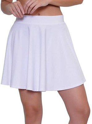 nairra Solid Women Flared White Skirt