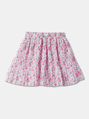 R&B Printed Girls A-line Pink Skirt