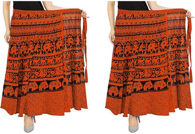 Radhe Collection Printed Women Wrap Around Multicolor Skirt