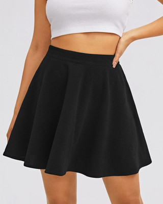 EyeBogler Solid Women Flared Black Skirt