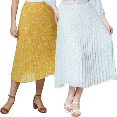 NUEVOSDAMAS Floral Print Women Flared Multicolor Skirt