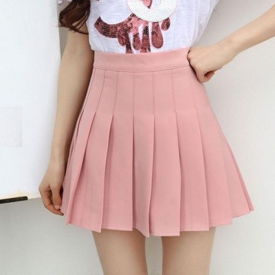 UTF Self Design Women Pleated Pink Skirt