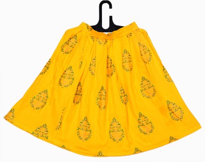 STRICKLIN Printed Women Flared Yellow Skirt