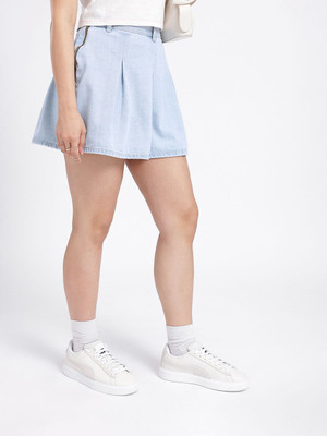 Glitchez Washed Women A-line Blue Skirt
