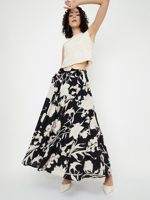 MAX Printed Women Regular Black Skirt