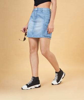 SF Jeans by Pantaloons Solid Women A-line Blue Skirt